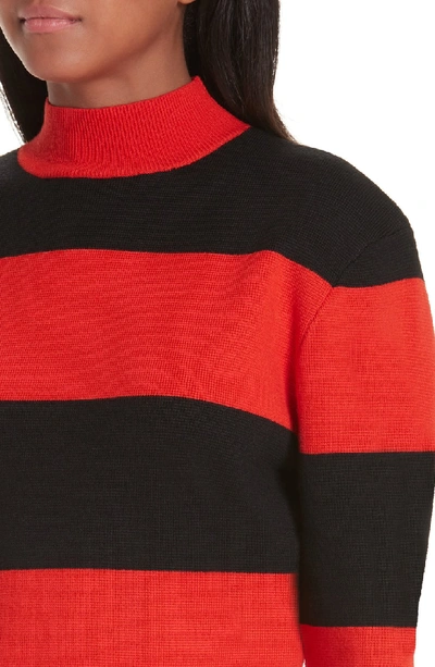 Shop Victor Glemaud Stripe Wool Sweater In Red And Black Combo