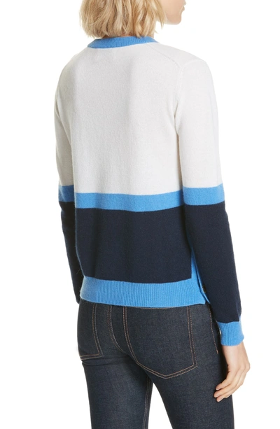 Shop Allude Cashmere Sweater In White/ Navy/ Blue