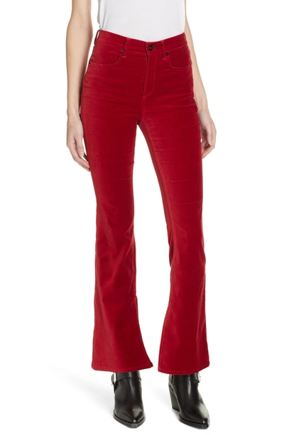 Shop Rag & Bone Bella Velveteen Flare Pants In Red