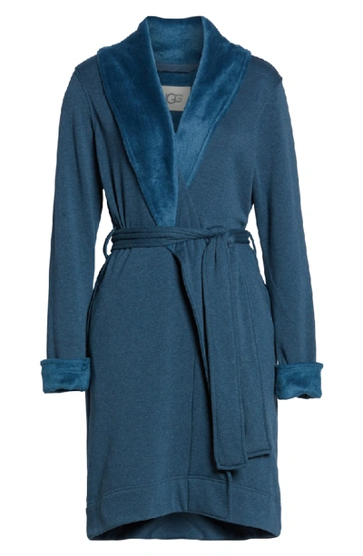 Shop Ugg Blanche Ii Short Robe In Deep Lagoon Heather