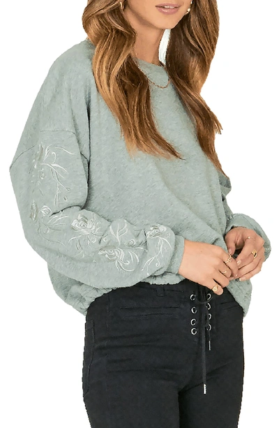 Shop Amuse Society El Campo Embroidered Sweatshirt In Grey Heather