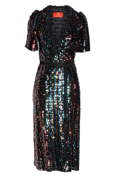 Shop ml Monique Lhuillier Multicolor Sequin Wrap Dress In Merlot Gold