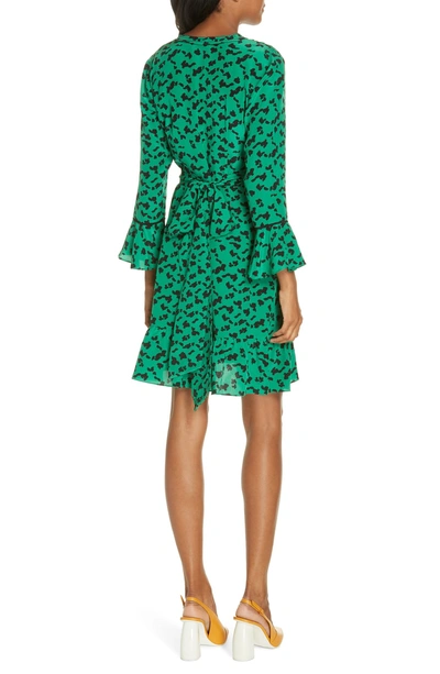 Shop Tanya Taylor Nomi Vines Silk Wrap Dress In Green