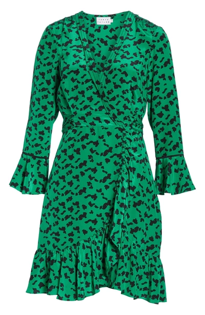 Shop Tanya Taylor Nomi Vines Silk Wrap Dress In Green