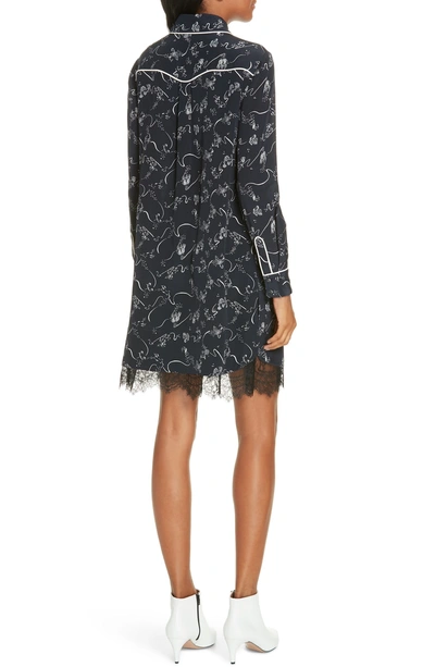 Shop Tanya Taylor Zodiac Print Silk Shirtdress In Navy