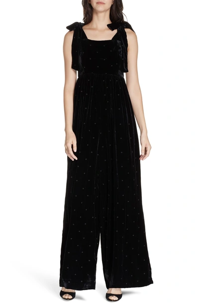 Shop Ulla Johnson Minnet Dot Velvet Jumpsuit In Jet