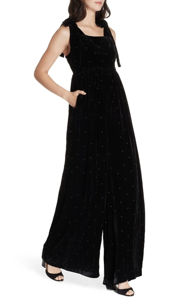 Shop Ulla Johnson Minnet Dot Velvet Jumpsuit In Jet