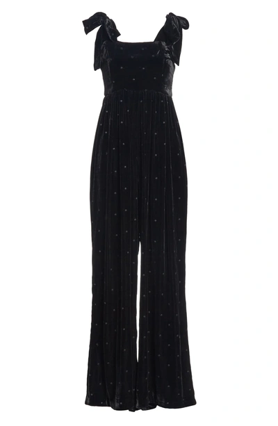 Shop Ulla Johnson Minnet Dot Velvet Jumpsuit In Jet