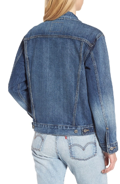 Shop Levi's Ex-boyfriend Denim Trucker Jacket In Groovemarks