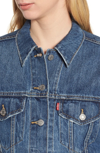 Shop Levi's Ex-boyfriend Denim Trucker Jacket In Groovemarks