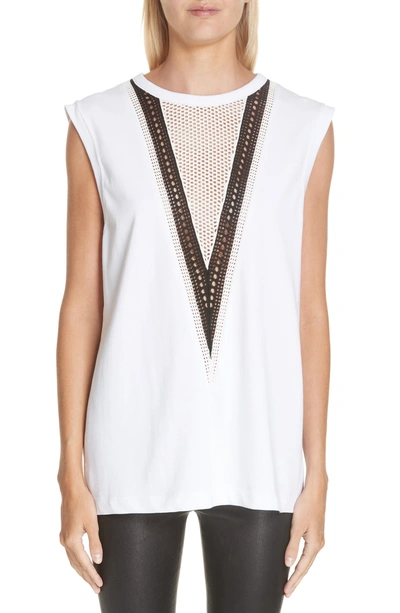 Shop Helmut Lang Pointelle Detail Muscle Tank In White