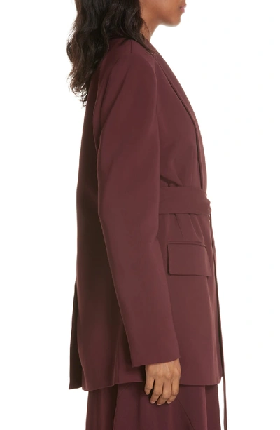 Shop Tibi Belted Oversize Blazer In Dark Currant