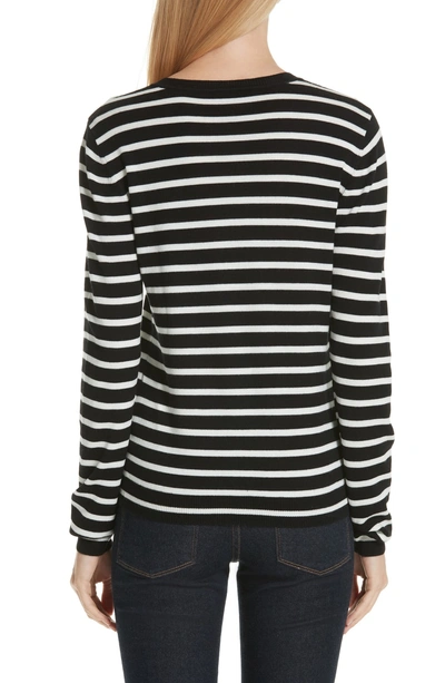 Shop Altuzarra Stripe Button Side Wool Sweater In 952 Black / Ivory