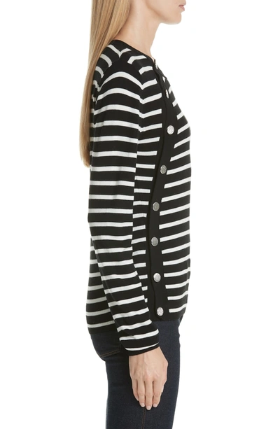 Shop Altuzarra Stripe Button Side Wool Sweater In 952 Black / Ivory