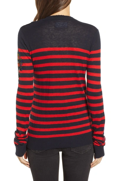 Shop Zadig & Voltaire Delly Bis Cashmere Sweater In Encre/ Rouge