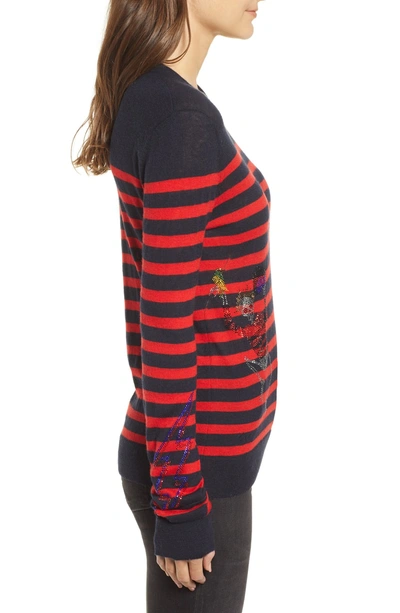 Shop Zadig & Voltaire Delly Bis Cashmere Sweater In Encre/ Rouge