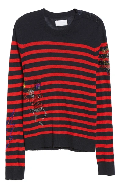 Shop Zadig & Voltaire Delly Bis Cashmere Sweater In Encre/ Rouge