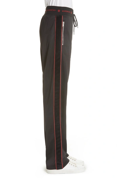 Shop Givenchy Logo Waist Neoprene Track Pants In Black/ Red