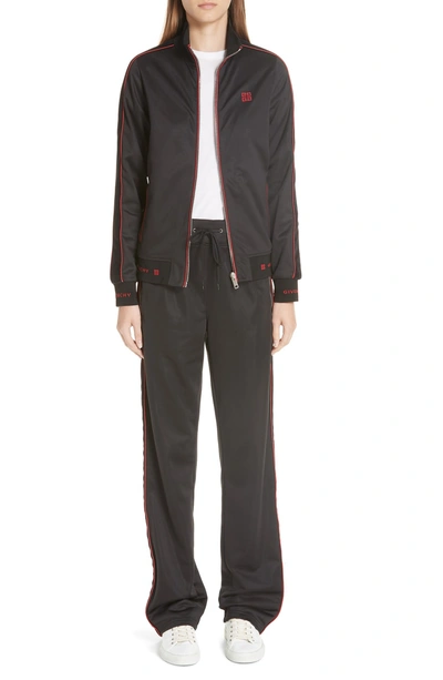 Shop Givenchy Logo Waist Neoprene Track Pants In Black/ Red