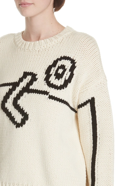 Shop Tory Burch Oversize Intarsia Sweater In New Ivory