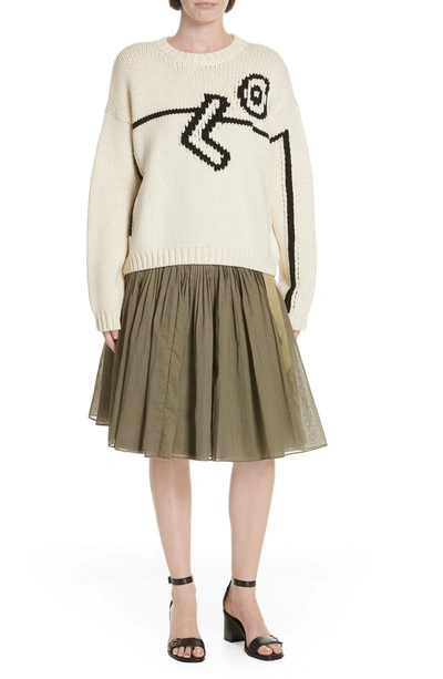 Shop Tory Burch Oversize Intarsia Sweater In New Ivory