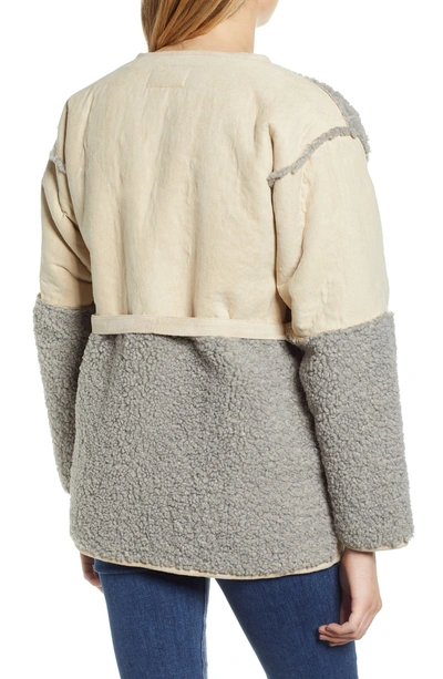 Shop Lucky Brand Mixed Faux Shearling Jacket In Grey Multi