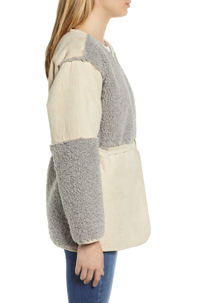 Shop Lucky Brand Mixed Faux Shearling Jacket In Grey Multi