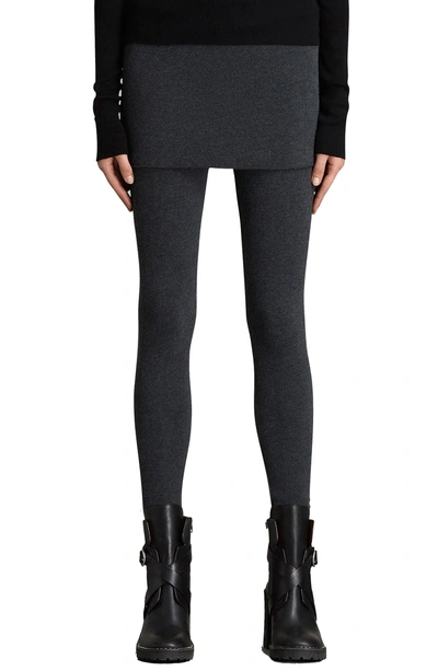 Shop Allsaints Raffi Skirted Leggings In Charcoal