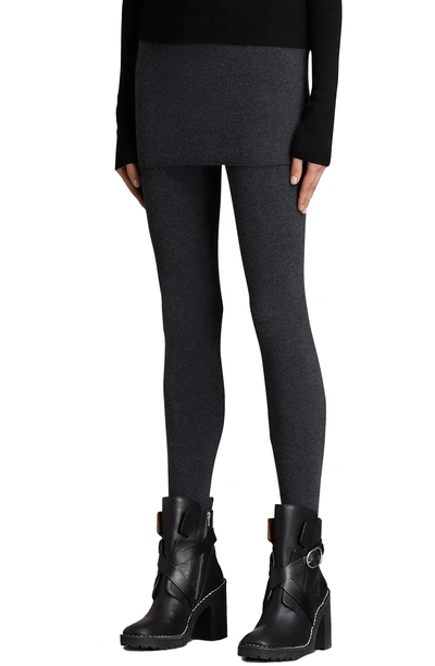 Shop Allsaints Raffi Skirted Leggings In Charcoal