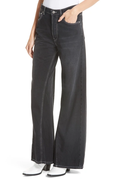 Shop Ganni Black Washed Denim Jeans In Black Washed 055