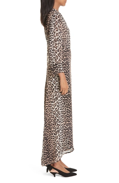 Shop Ganni Print Georgette Dress In Leopard 943