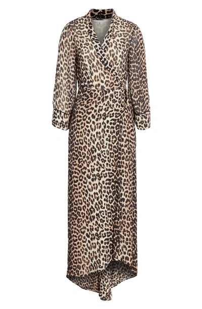 Shop Ganni Print Georgette Dress In Leopard 943
