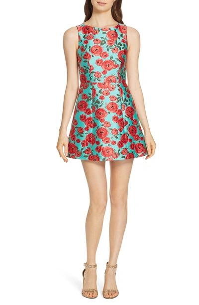 Shop Alice And Olivia Lindsey Structured Fit & Flare Dress In Light Aqua Multi