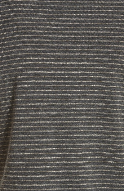 Shop Atm Anthony Thomas Melillo Metallic Stripe Tee In Charcoal/ Gold