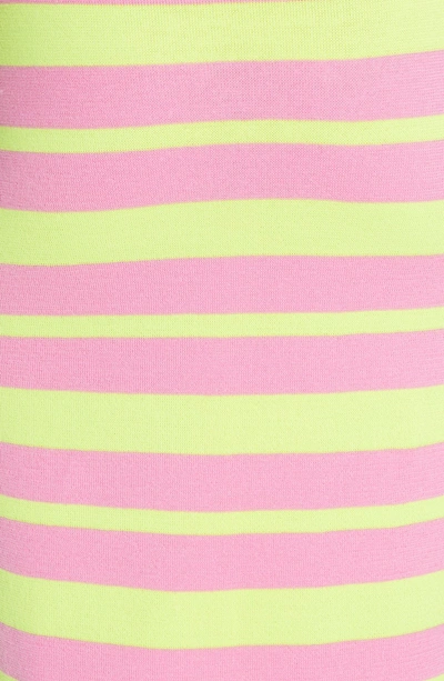 Shop Victor Glemaud Stripe Knit Maxi Skirt In Lime And Pink Combo