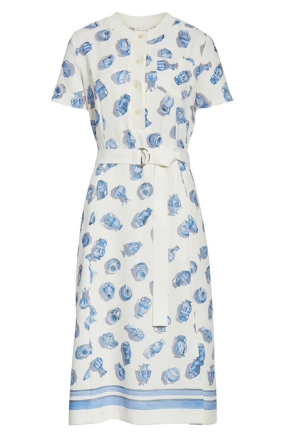 Shop Altuzarra Pot Print Belted Midi Dress In Ivory