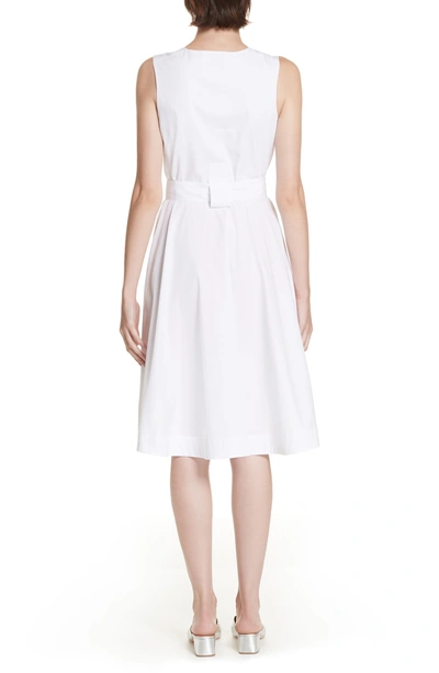 Shop Rosetta Getty Belted Cotton Poplin Dress In White