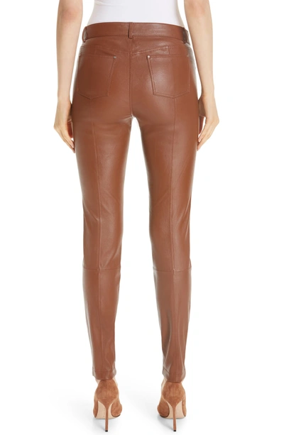 Shop Lafayette 148 Mercer Nappa Leather Pants In Vicuna