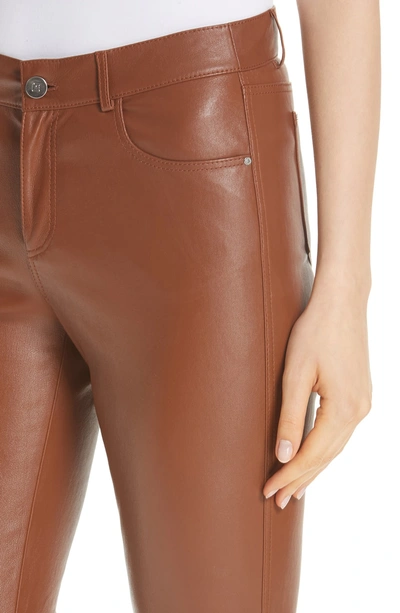 Shop Lafayette 148 Mercer Nappa Leather Pants In Vicuna