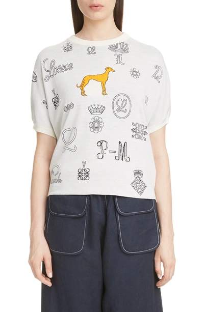 Shop Loewe Dog & Logo Knit Top In Calico