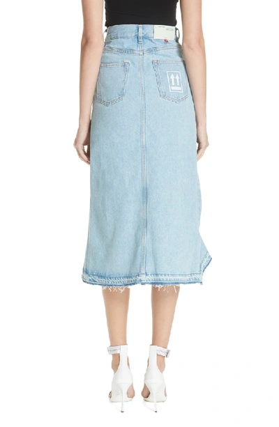 Shop Off-white Ruffled Denim Skirt In Medium Blue