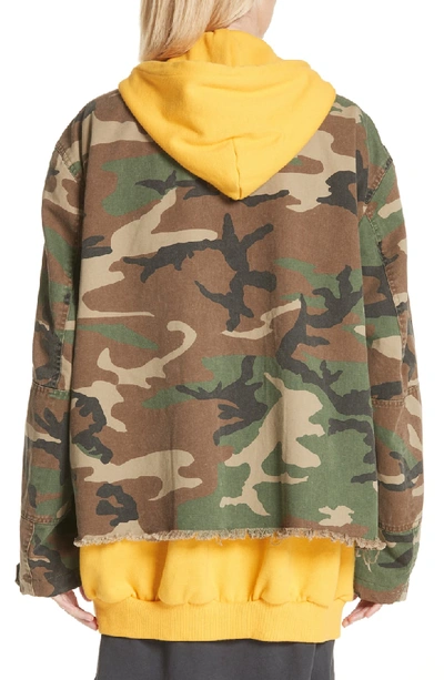 Shop R13 Camo Abu Jacket With Long Hoodie In Camo W/ Yellow Combo