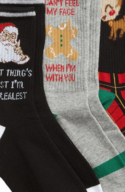 Shop Sockart Holiday Realest 3-pack Crew Socks In Red