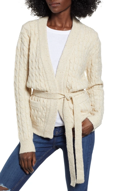 Shop Moon River Cable Knit Cardigan In Cream