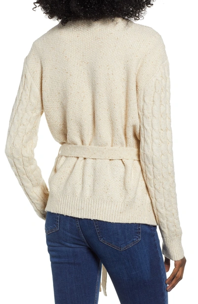 Shop Moon River Cable Knit Cardigan In Cream