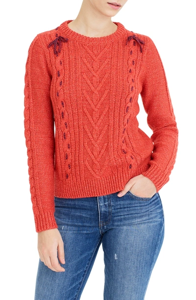 Shop Jcrew Cable Knit Sweater In Orange
