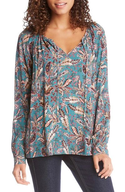 Shop Karen Kane Tie Neck Print Top