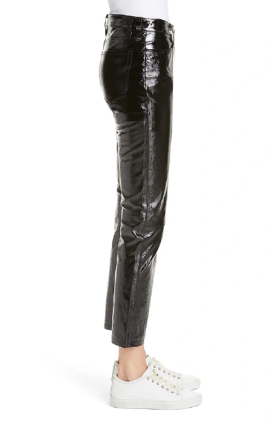 Shop Frame Slick Straight Leg Leather Pants In Noir