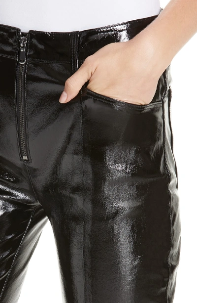 Shop Frame Slick Straight Leg Leather Pants In Noir