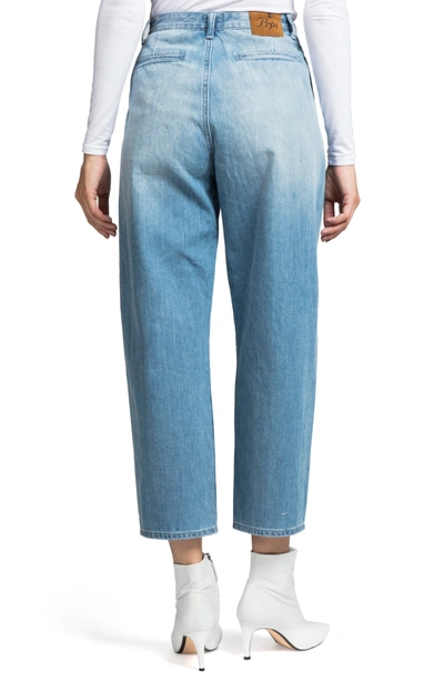 Shop Prps Pleated Tapered Crop Jeans In Light Wash